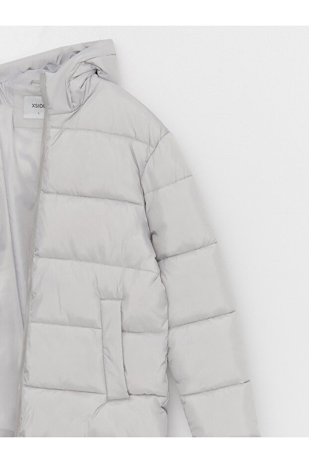 Kurtka puchowa męska z kapturem - standardowy krój - 8