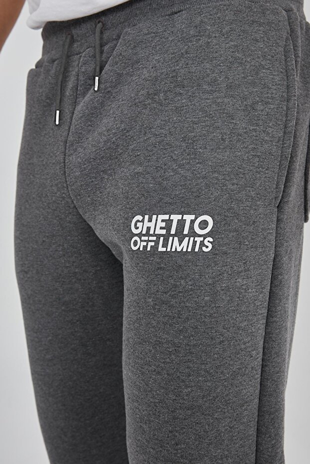 Basic Unisex Antrasit Melanj Eşofman Altı - 4