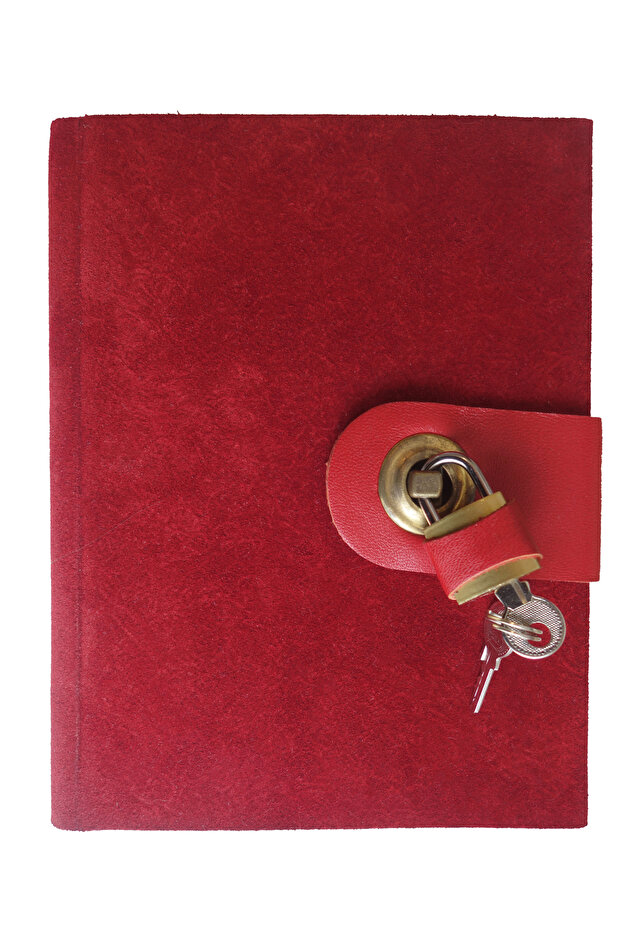 Suede Leather Memory Book with Padlock