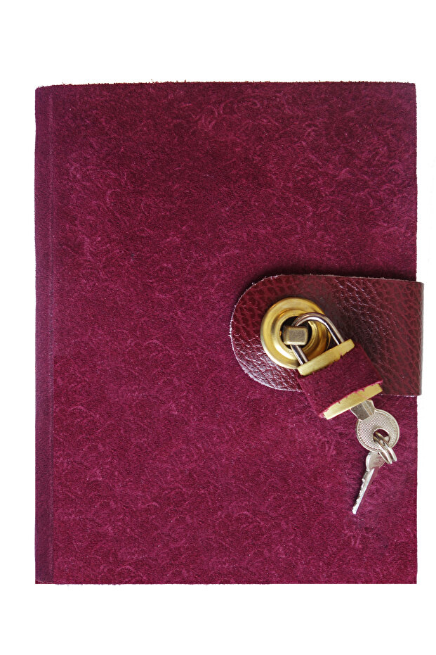 Suede Leather Memory Book with Padlock