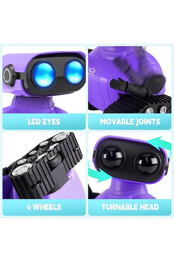 Uzaktan Kumandalı Robot Oyuncak Şarj Edilebilir Emo Robot - Mor - 3