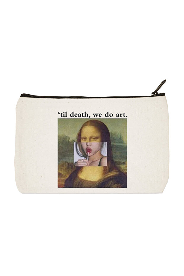 حقيبة مكياج من القماش المطبوع من Til Death، وحامل قلم، وحقيبة يد