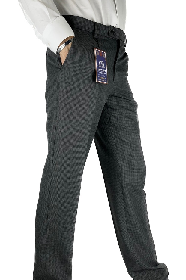 Men's Smoked Filafil Piti Square Patterned Classic Pattern Fabric Trousers