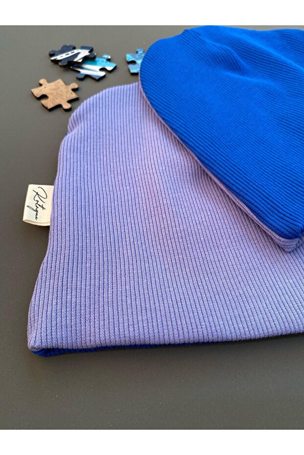 Baby Beanie Blue Lilac Color
