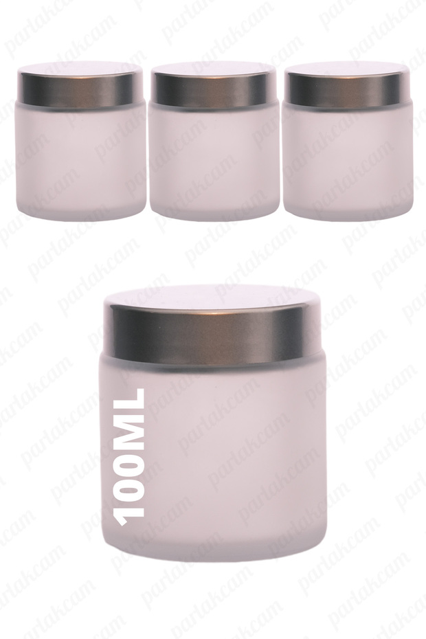 100ml frosted color cream jar glass cream box with matte silver color lid 100cc glass jar 3pcs