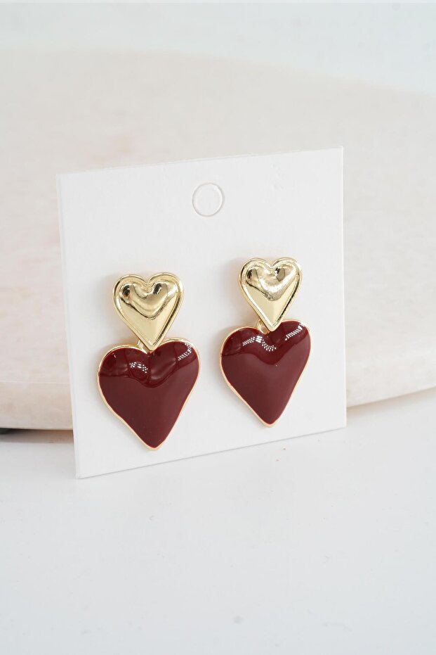Women's Vip Series Enameled Heart Figure Earring Set