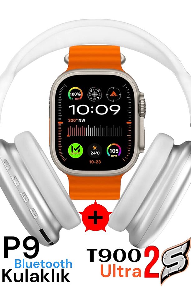 Akıllı Saat Watch 8 Ultra T900-2s Ios/android Destekli 2.3inch Arama Özeliği+ P9 Bluetooth KULAKLIK - 1