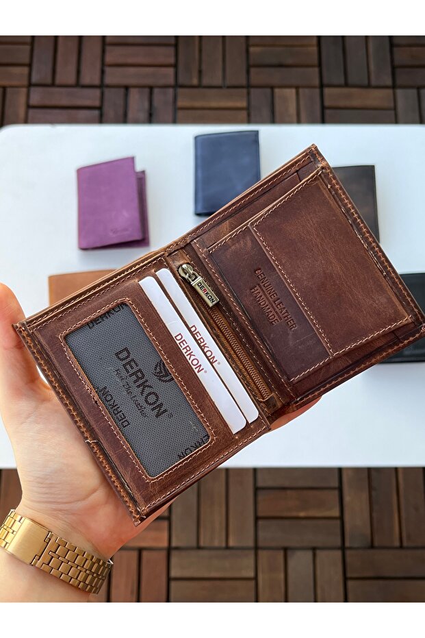 %100 Hakiki Crazy Deri Murpy Model Cüzdan Taba Renk - 1