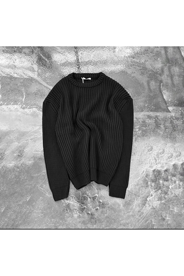 Extra Fitilli Oversize Örme Kazak - 1