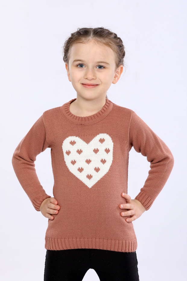 Dečji pleteni džemper za devojčice, regular kroj, basic - 1