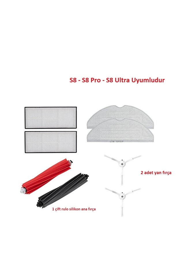 مجموعة ممسحة فلتر فرشاة بديلة متوافقة مع Roborock S8 Sonic Pro Ultra Plus - 1