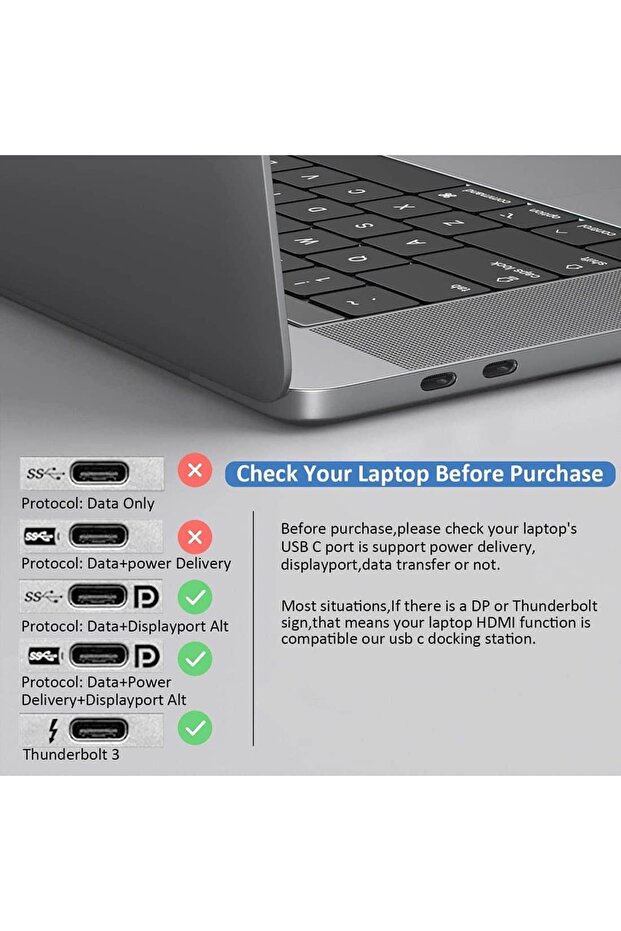 14in1 Type-C to Dock İstasyonu HDMI VGA PD(3.0), 4 * USB, 2 * USB C, 10 / 100M Gigabit Adaptör 9199A - 3