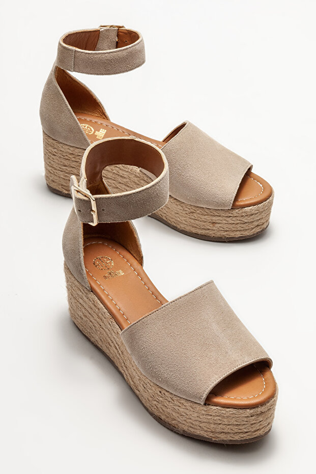 Bej Deri Kadın Espadril - 2