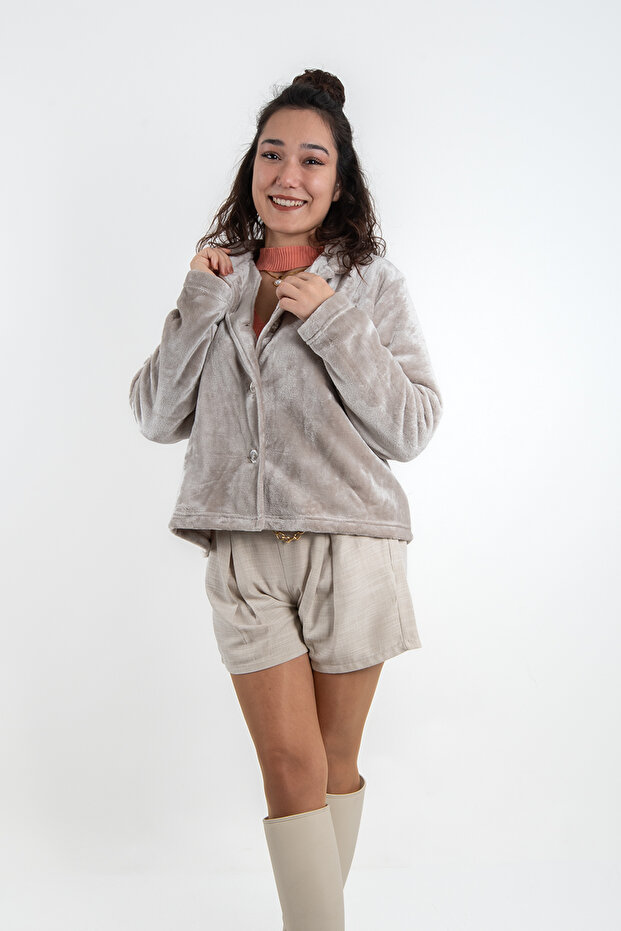 RAŞEL KUMAŞ PELUŞ CEKET - 1