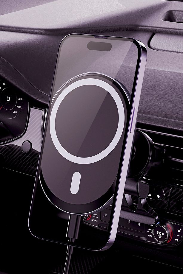 Cargador MagSafe 15 Watt Hızlı Şarj Güçlü Mıknatıslı Telefon Tutucu 360 - 2
