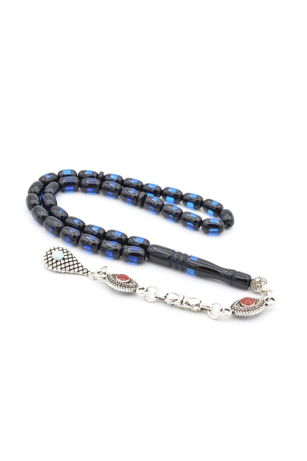 Enameled Whips Wrist Length Black Navy Blue Vernier Clamping Amber Prayer Beads