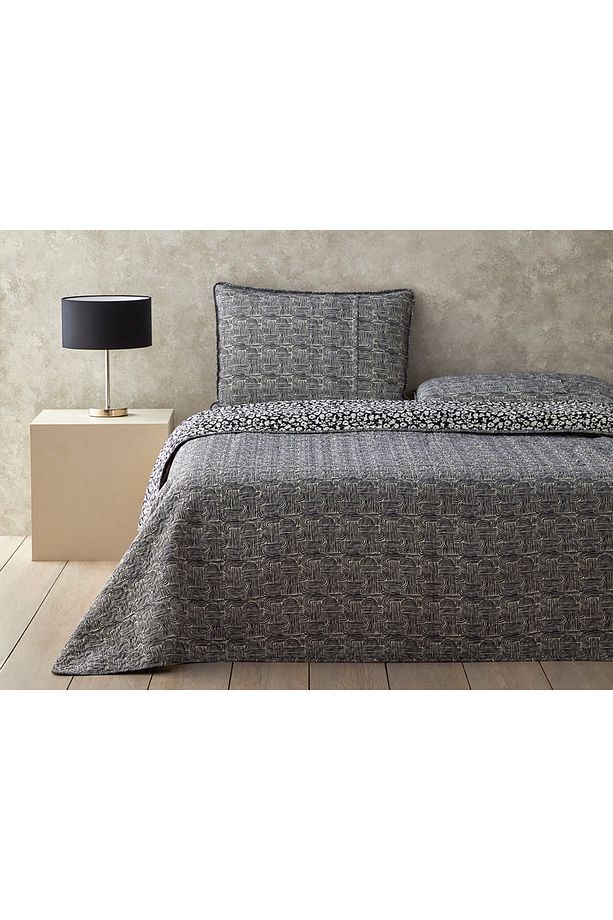 Flowery Modern Çok Amaçlı Tek Kişilik Yatak Örtüsü Takımı Siyah - 2