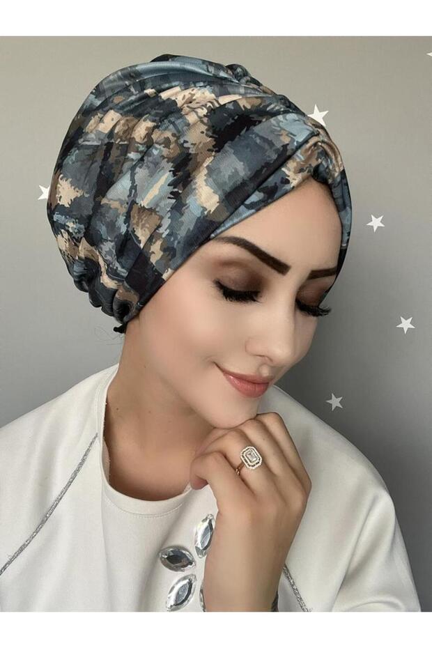 B18 Patterned Drawstring Ready Made Bonnet - 1