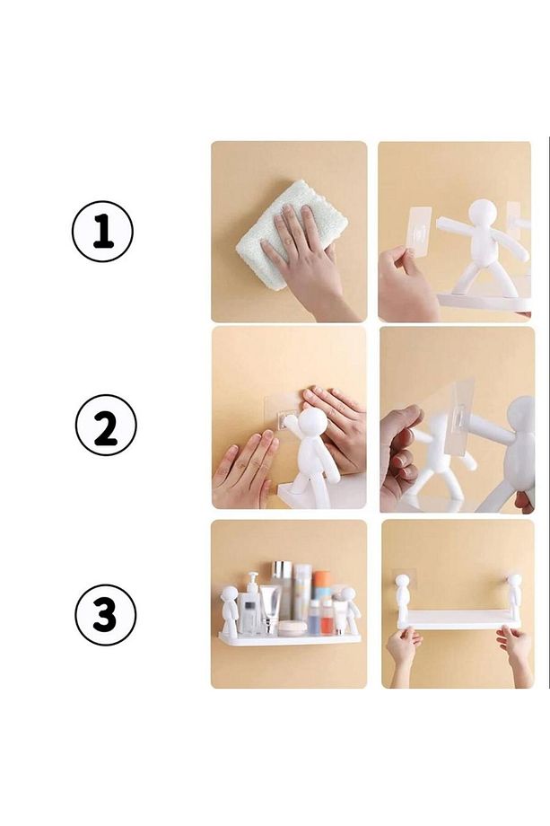 Adam Model Güçlü Yapıştıcılı Çok Amaçlı Raf OrganizerBanyo Mutfak Düzenleyici Stant - 3