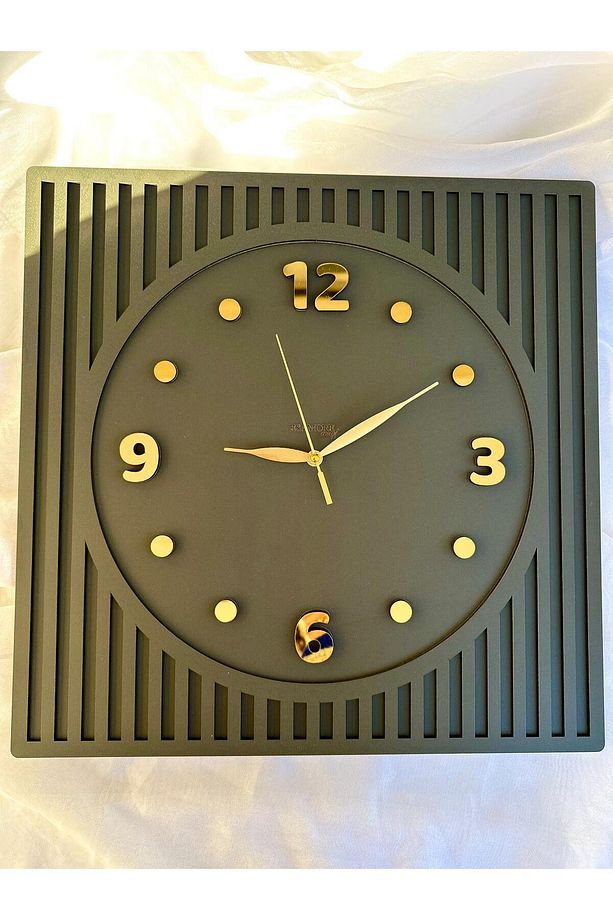 Kare Gold Rakamlı 40*40 cm Duvar Saat - Ahşap Duvar Saati - Modern Duvar Saati - 1