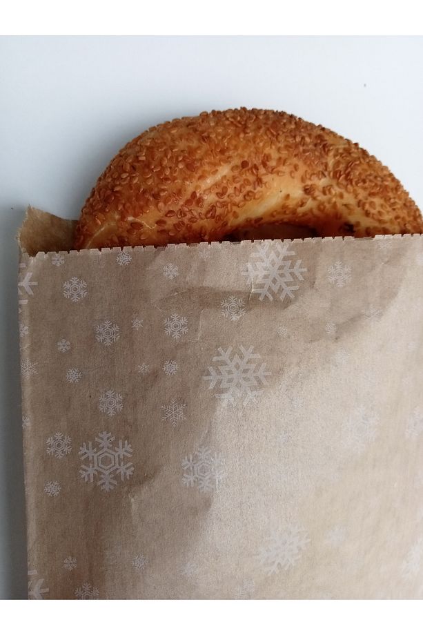 100 Adet Orta Boy Desenli Kahvaltı Poşeti Tost Sandviç Poğaça Simit Kese Kağıdı 17x29 - 4