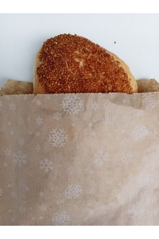 100 Adet Orta Boy Desenli Kahvaltı Poşeti Tost Sandviç Poğaça Simit Kese Kağıdı 17x29 - 2