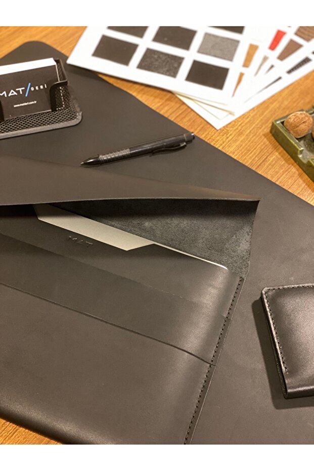 Matebook D 15 Huawei Case 15.6" Model Compatible Case Black Genuine Leather Handmade Carrying Bag