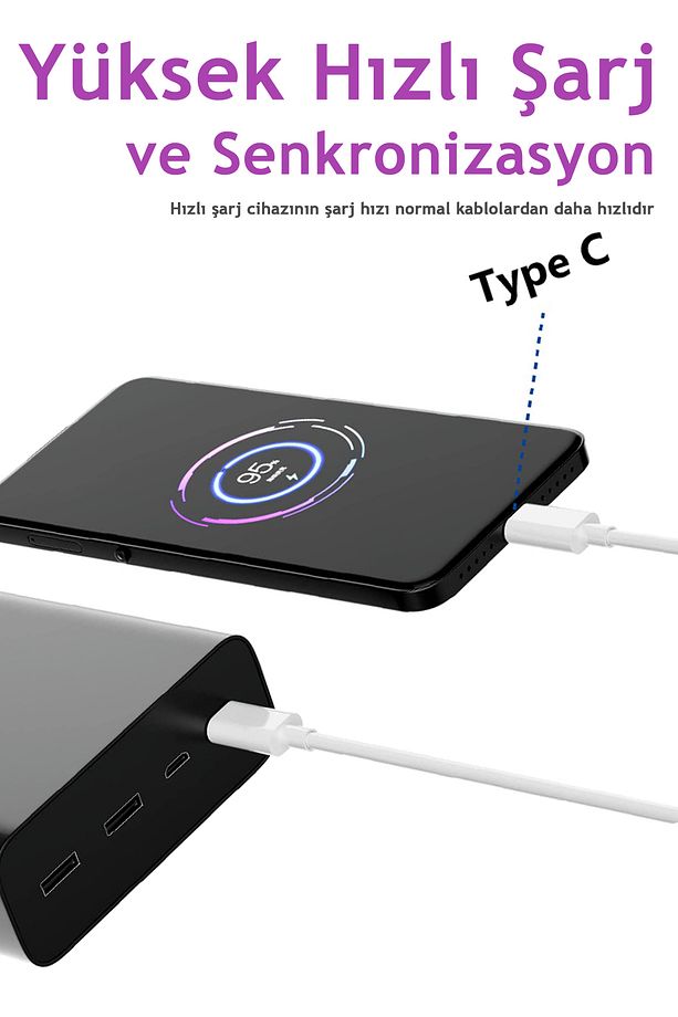 60w Hızlı Kablosu Çift Taraflı Type-c To Type-c 60w Pd Şarj Kablo Data Aktarım Şarz Hızlı Kablo - 6