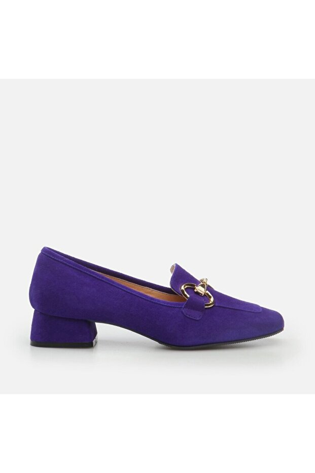 Genuine Leather Purple Women's Thick Heel
