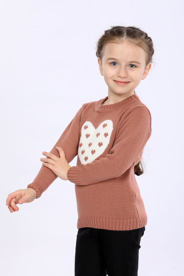 Dečji pleteni džemper za devojčice, regular kroj, basic - 2
