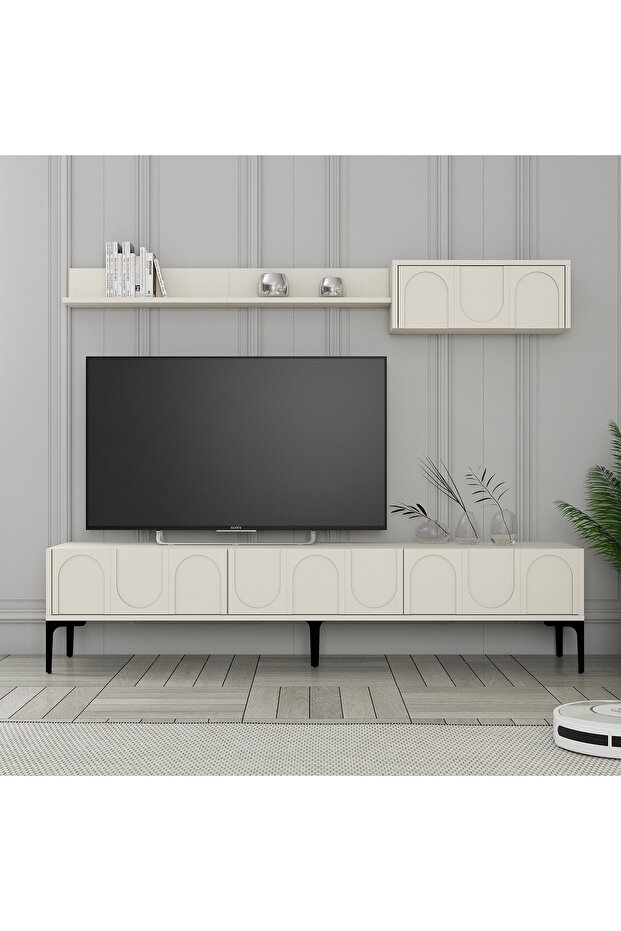 Lyon 3lü Salon Takımı - Krem / Siyah - 3