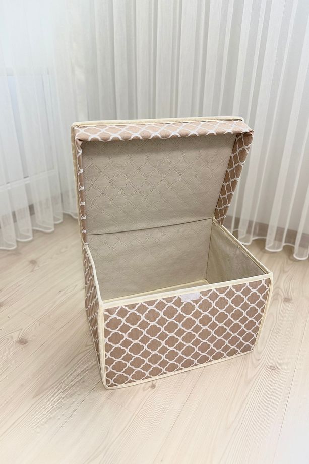 3ADET Mini Saklama Kutusu,kutu Hurç,kutu,organizer,oyuncak Kutusu Krem Zincir Desen 30x40x25 - 4