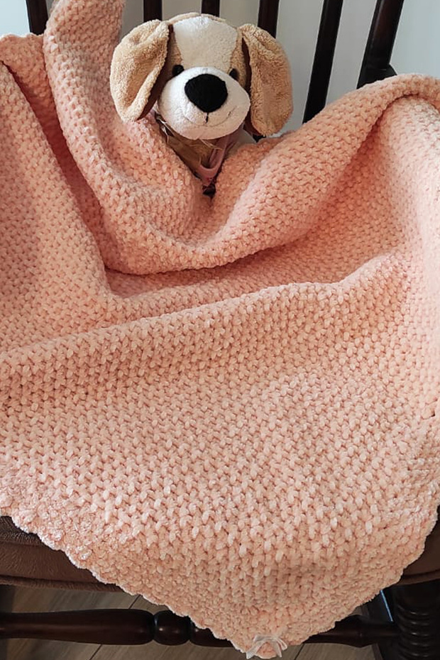 Hand Knitted Velvet Baby Blanket - Pouch Size