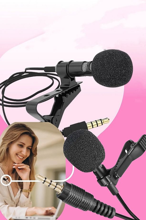 Profesyonel Yaka Mikrofonu Tekli 3.5mm Jak Girişli Oyuncu Yayıncı Mikrofonu 1.5 Metre - 5