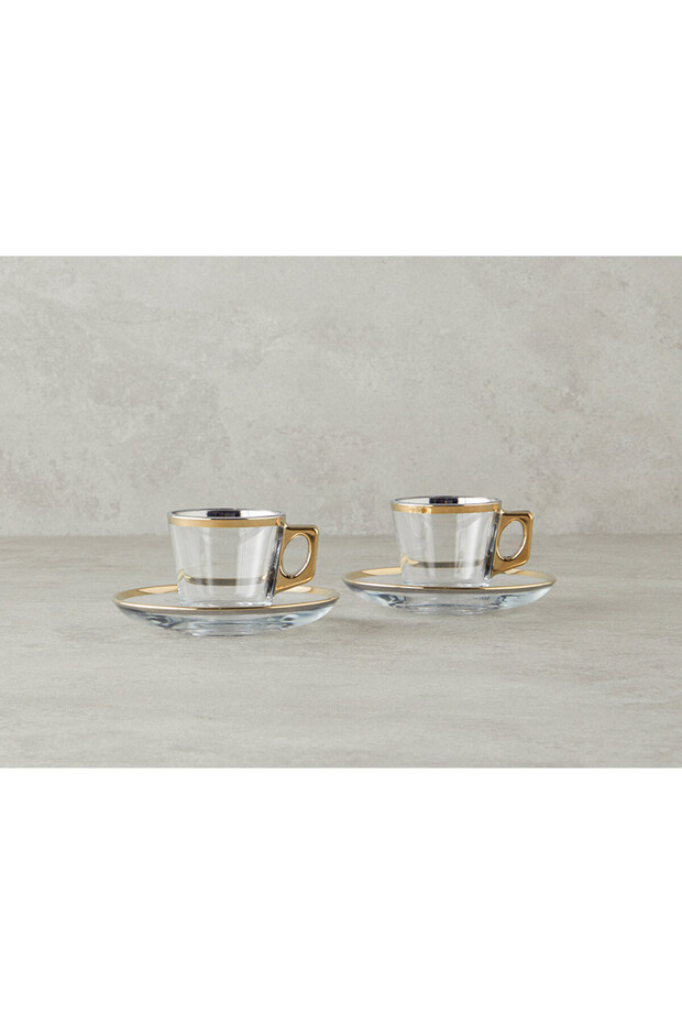 Ador Glass 4-Piece Coffee Cup Set for 2 People Gold