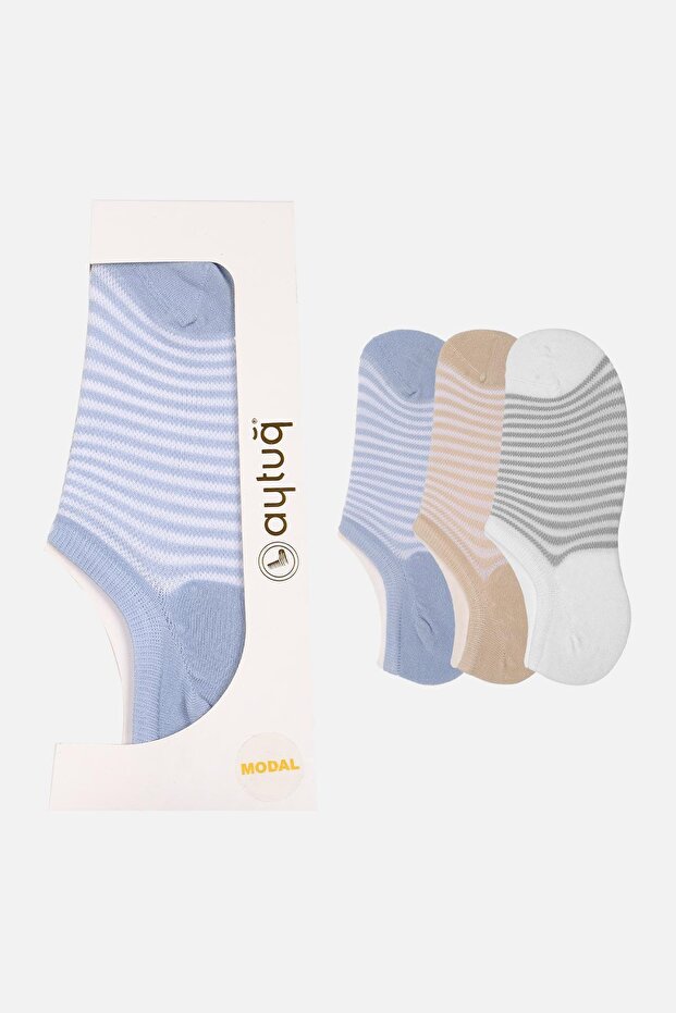 Women's Modal 3 Pairs Special Boxed Ck Ballerina Socks 33319