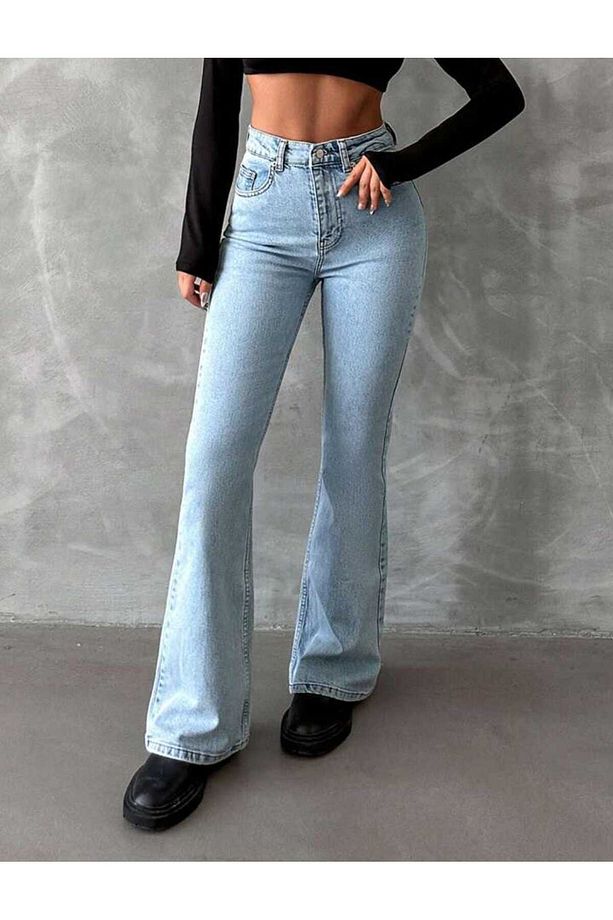 Orca Buz Kar Ispanyol Paça Kot Pantolon Yüksek Bel Ispanyol Jeans - 3