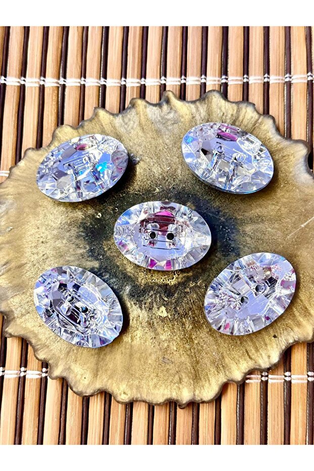crystal stone oval 5-piece button set