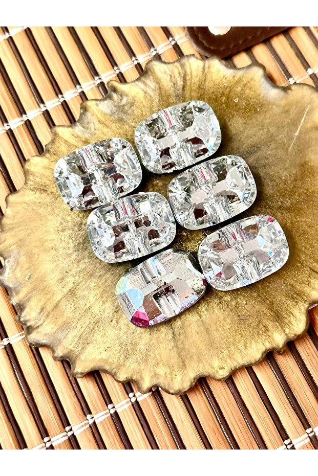مجموعة أزرار مستطيلة من حجر الكريستال مكونة من 6 قطع - 2