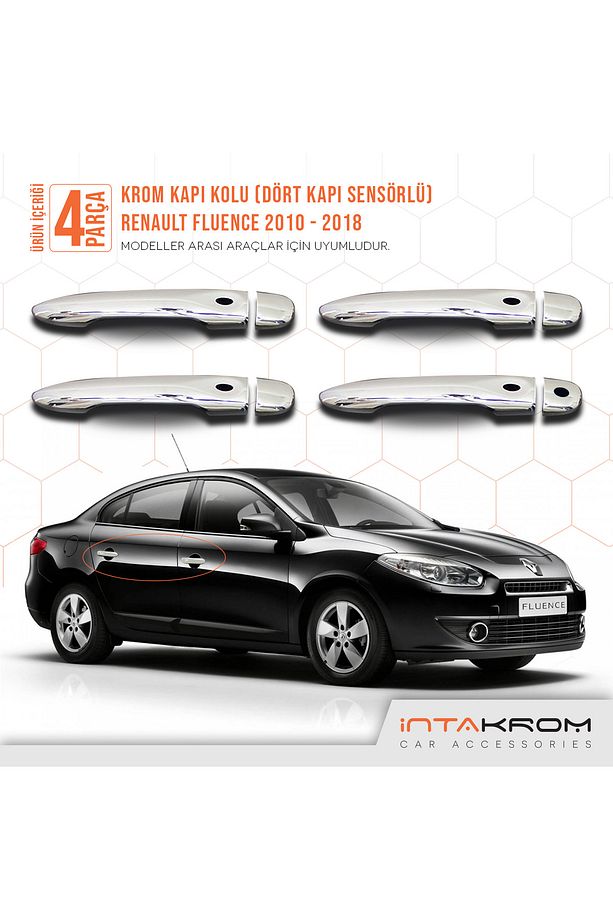 Renault Fluence Krom Kapı Kolu 4 Kapı - 4 Kapı Sensörlü - 1