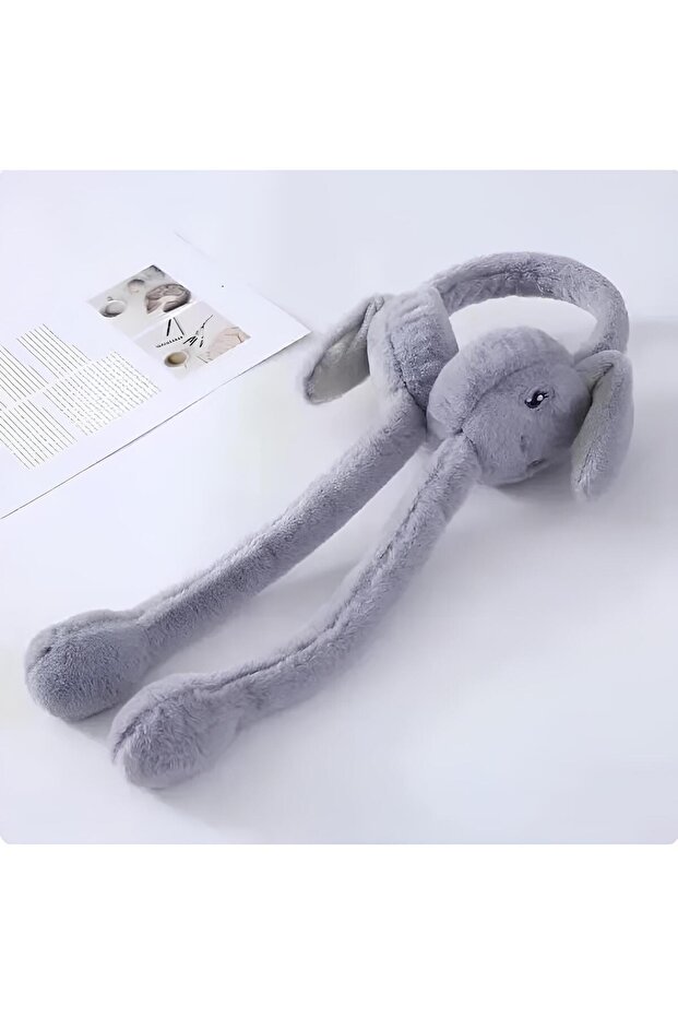 Unisex Plush Headphones with Movable Rabbit Ears and Playable Ears