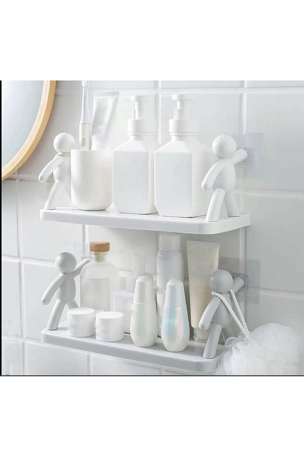 Adam Model Güçlü Yapıştıcılı Çok Amaçlı Raf OrganizerBanyo Mutfak Düzenleyici Stant - 2