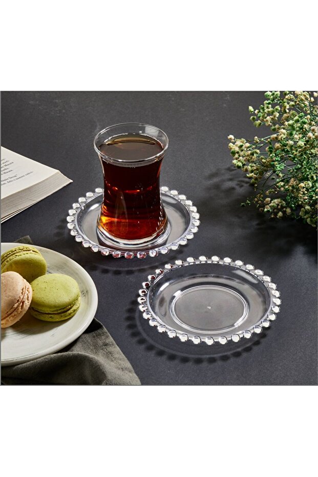 6 ADET MİKA BONCUKLU ÇAY TABAĞI
