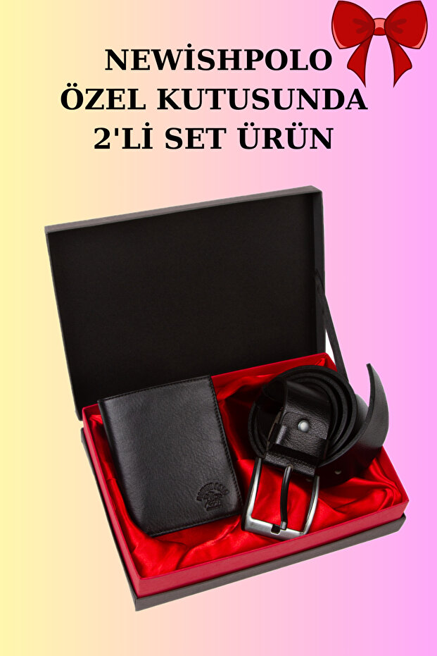 Men's Special Gift Boxed Stylish Genuine Leather Belt Wallet Set of 2