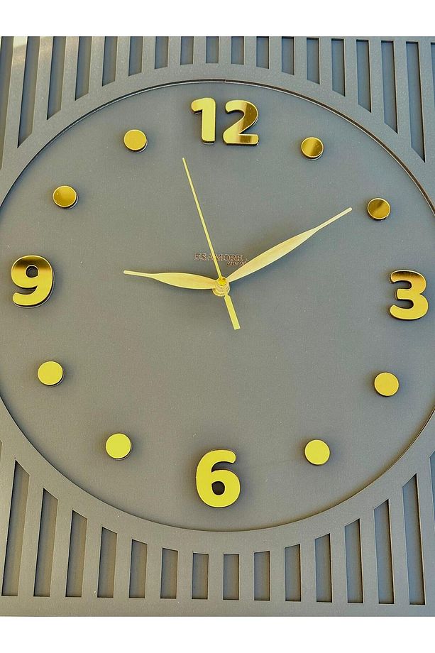 Kare Gold Rakamlı 50*50 cm Duvar saati - Modern Duvar Saati - Ahşap Duvar Saati - Büyük Duvar Saati - 2