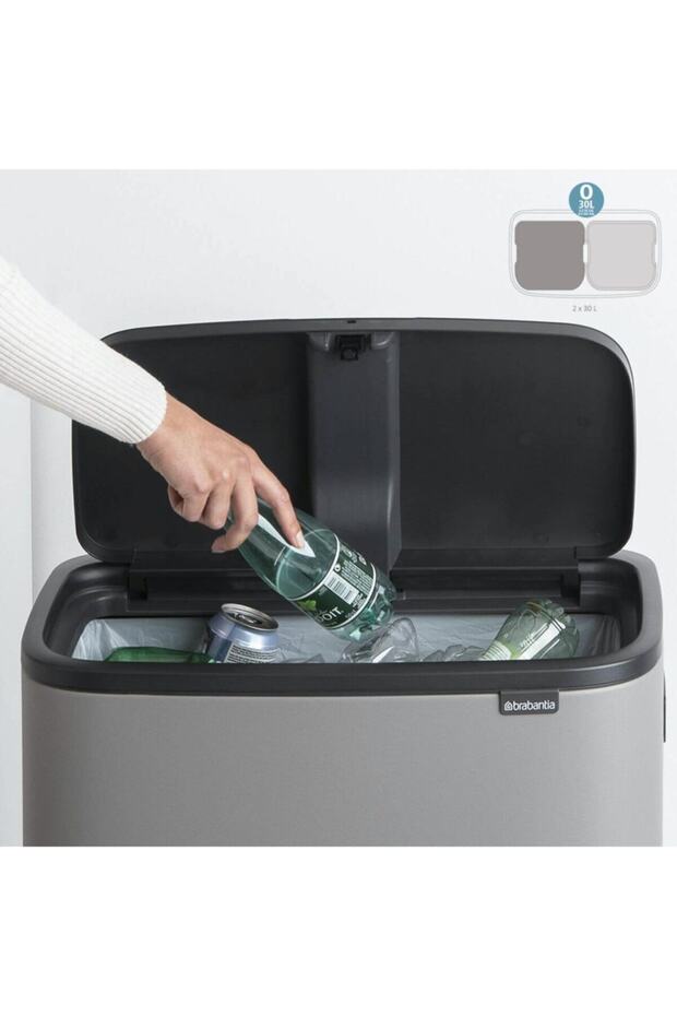 Brabantia Çöp Kutusu 30 + 30 Lt Bo Touch Dokunmatik Kapak Mat Çelik 130649 - 2