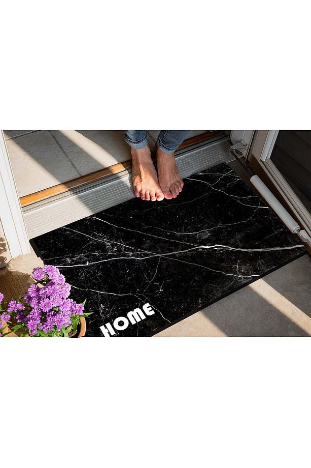 Dekoratif Kapı Önü Paspası Home Siyah Mermer - 2