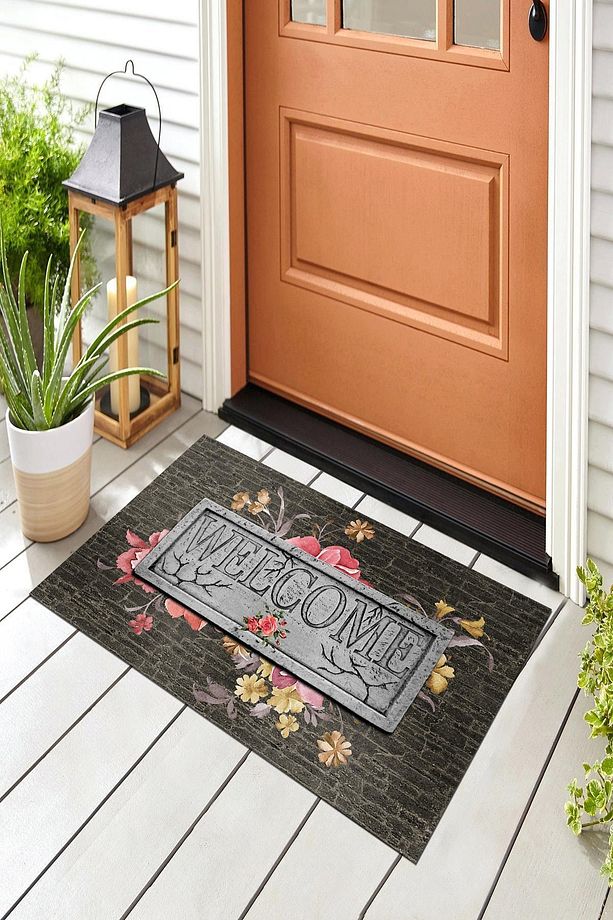 Pienso Home Welcome Güllü Duvar Dekoratif Kapı Önü Paspası - 1