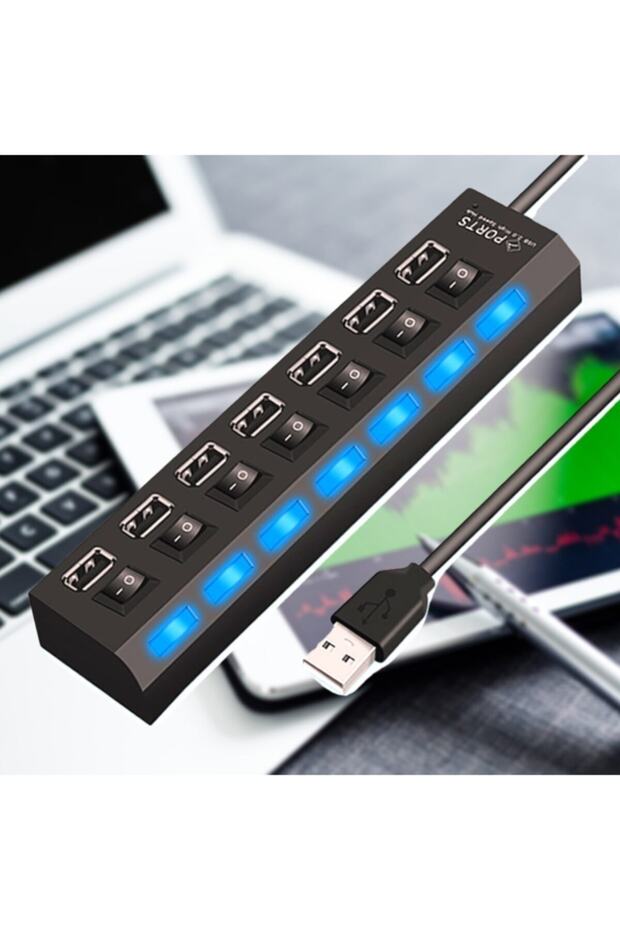 Buffer Çok Amaçlı 7 Port Girişli Güçlü Usb 2.0 Çoklayıcı Çoğaltıcı Adaptör Switch Splitter Hub - 4
