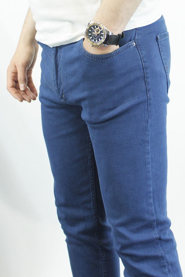 Erkek Yüksek Bel Regular Fit Pamuklu Kot Pantolon - 3